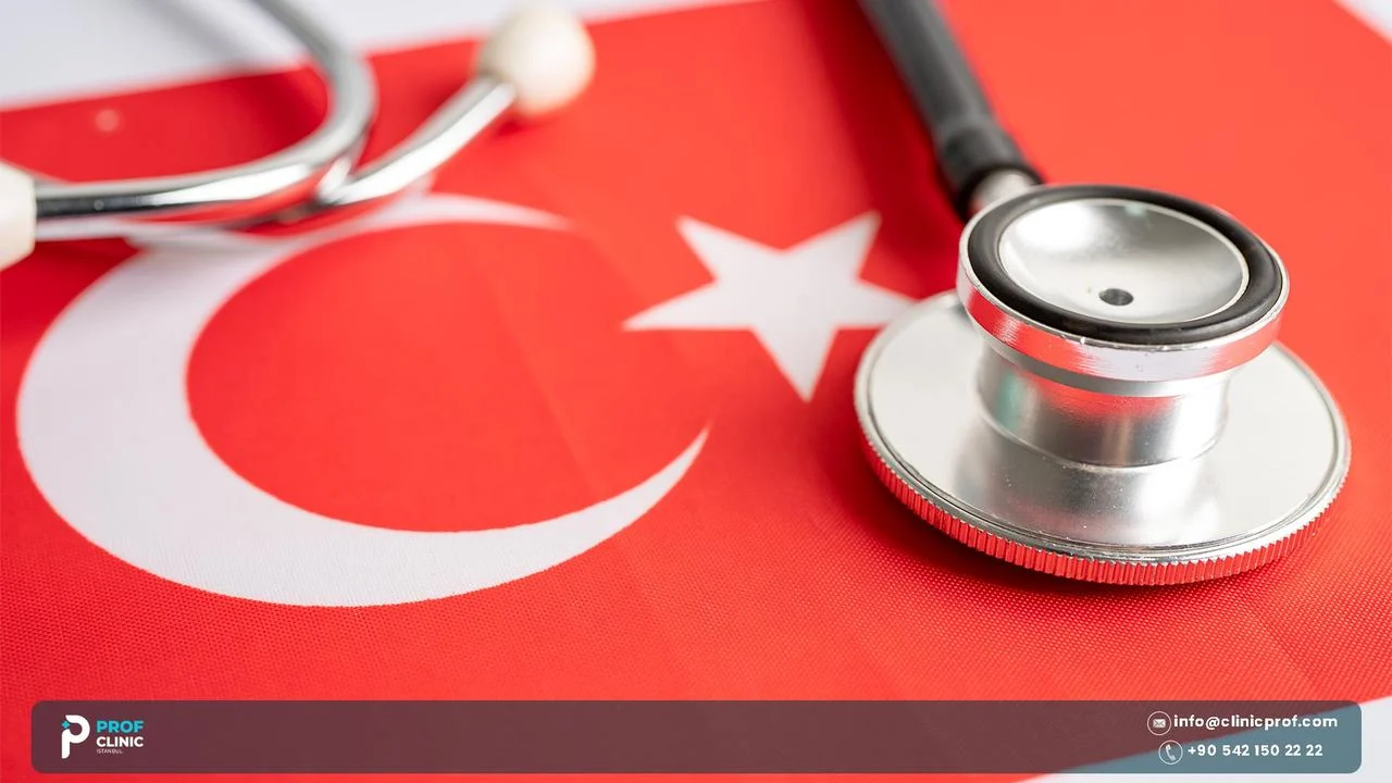 Stethoscope on a red Turkish flag
