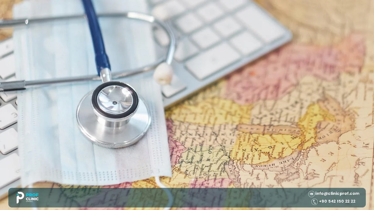 Turkey Health Tourism Statistics: What the Official Numbers Show 1 Stethoscope and face mask lying on a vintage map